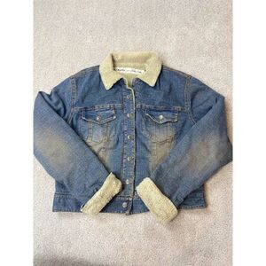 FIBERS Jeans Barbara Lesser denim jacket lined made USA women's size M